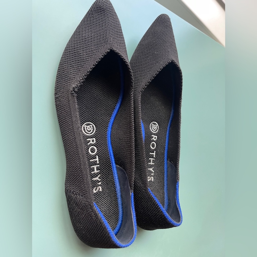 Rothy's The Point Black Flats Slip on Shoes Womens Size 9